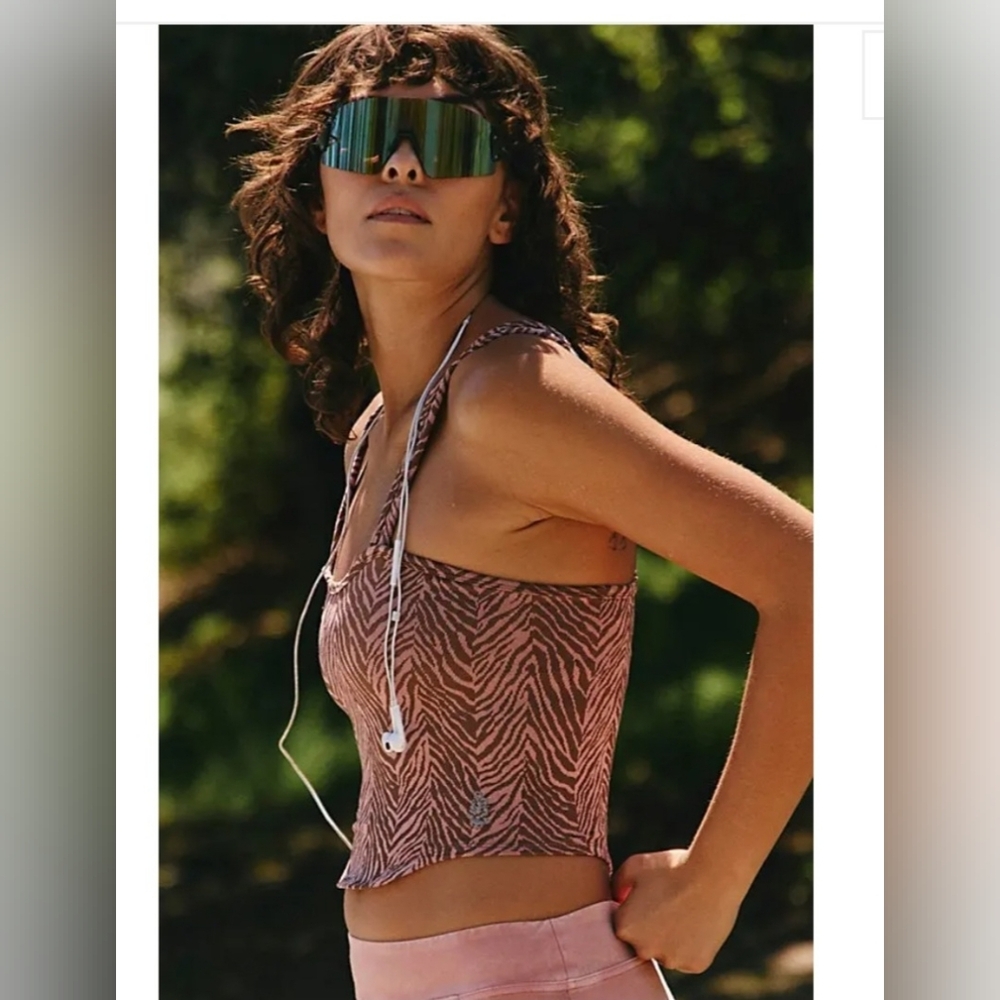 Free People desert zebra flutter kick crop tank top size M/L brand new